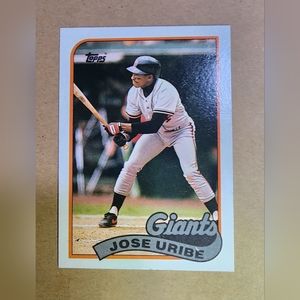 1989 JOSE URIBE Card Giants #753 Topps Baseball -RARE PRINTING ERRORS-
